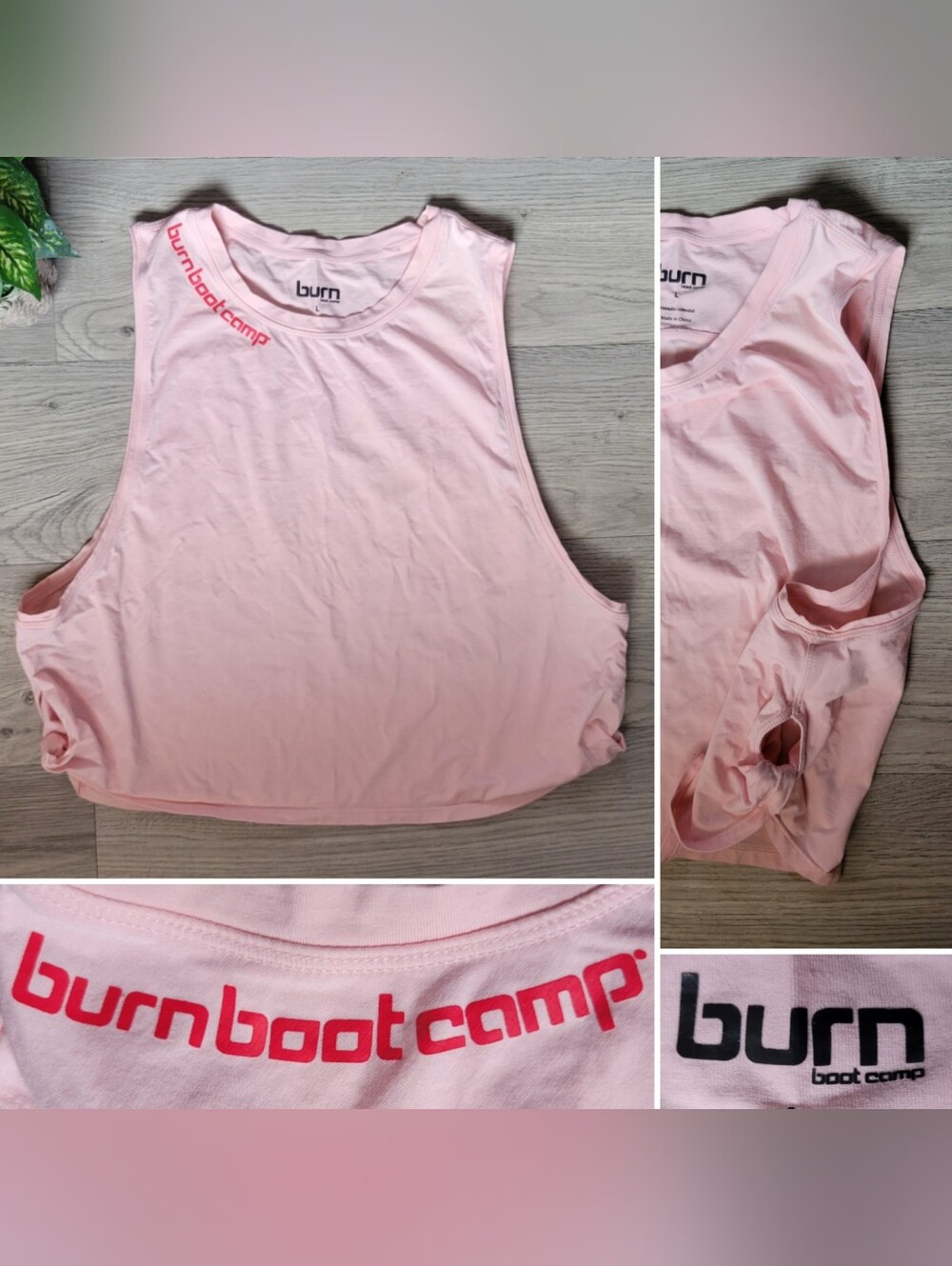 Burn Boot Camp Knotted Sides Cropped Muscle Tank Primrose Baby Pink, Women Large